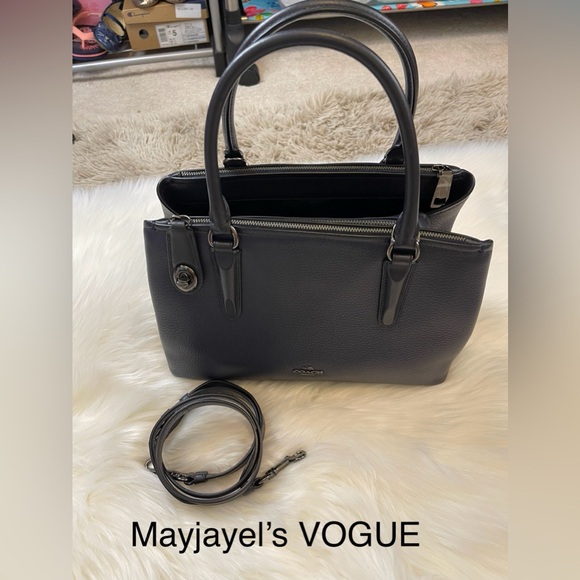 Coach Dark Blue Leather Satchel - Picture 5 of 16